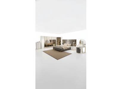 Luxe slaapkamerset Bed + 2x nachtkastjes Dressoir Kledingkast Hout Nieuw