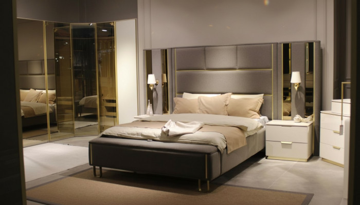 Bed 2x Nightstands 3-piece Bedroom Double Bed Design Furniture Wood New Set