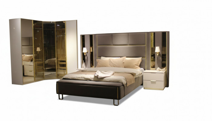 Luxe slaapkamerset Bed + 2x nachtkastjes + bank Designmeubels 4-delig Nieuw