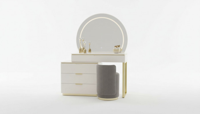 Toilettafel Set met spiegel Slaapkamermeubilair Ontwerp Kruk 3-delige Nieuw