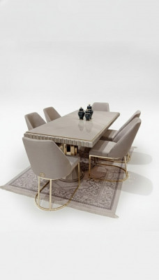 Luxe tafel Beige Roestvrijstalen tafels Italiaans ontwerp Eettafels Eettafel Nieuw