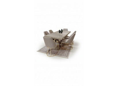 Modern meubelset 6x stoelen eetkamer gestoffeerde stoelen textiel stoelgroep
