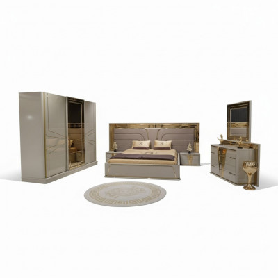 Slaapkamer Compleet bed 2x nachtkastjes Kledingkast Commode met spiegel