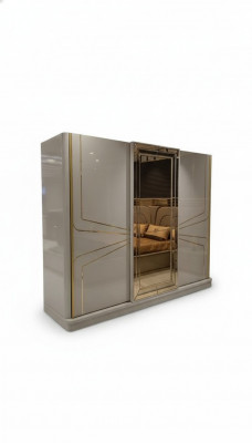 Moderne kledingkast Luxe kast Houten kasten Glas Hoogglans Slaapkamer