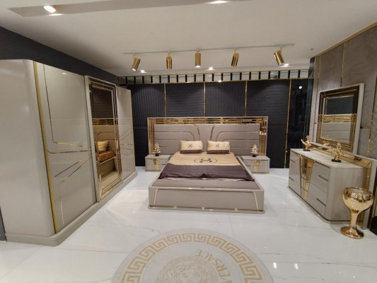 Moderne commode met spiegel Luxe modern design slaapkamer houten set 2-delig.
