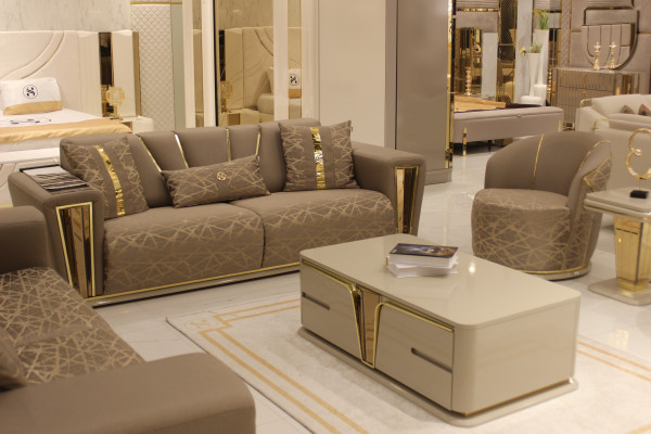 Sofaset 3+3+1+1 stoel + salontafel + woonwand Modern Textiel Compleet Nieuw