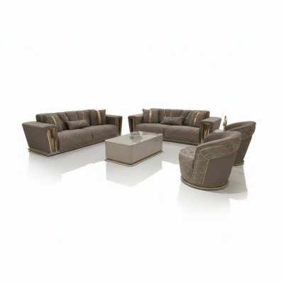 Sofaset 3+3+1+1 stoel + salontafel + woonwand Modern Textiel Compleet Nieuw
