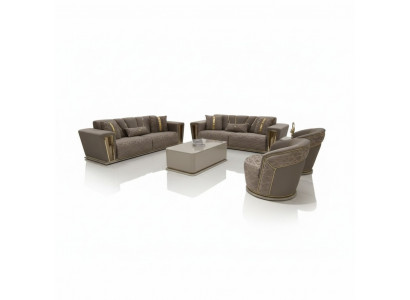 Sofaset 3+3+1+1 stoel + salontafel + woonwand Modern Textiel Compleet Nieuw