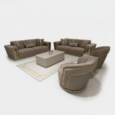 Bankstel 3+3+1+1 zits Textiel Modern Compleet Fauteuil Bankstel 3 zits Luxe