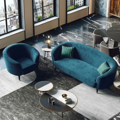 Fluwelen bankstel 3+1-zits woonlandschap zit-ontwerp bank loungebanken meubels