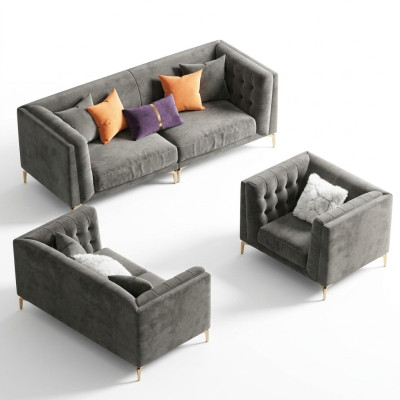 Stof hoekbank Relax zitontwerp bank loungebanken fluwelen bank 3-zitsbank.