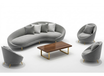 Hoekbank + fauteuil woonlandschap Relax zitmeubel design bank loungebanken textiel fluweel