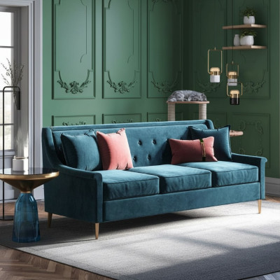 Stof driezits ontspanningsstoel design bank loungebanken fluwelen bank 3-zits meubels