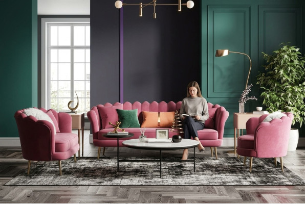 Meubels Zitontwerp Bank Loungebanken Stof Velours Bankstel 3+2+1-Zits Bank