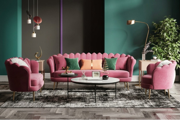 Meubels Zitontwerp Bank Loungebanken Stof Velours Bankstel 3+2+1-Zits Bank