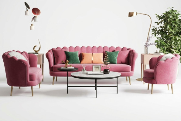 Meubels Zitontwerp Bank Loungebanken Stof Velours Bankstel 3+2+1-Zits Bank