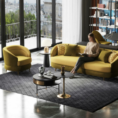 Ontspan Ontwerp Bank Loungebank Banken Stoffen Bank 3-zits Driepersoons Fluweel