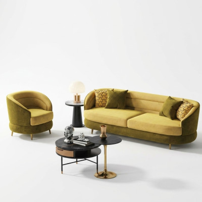 Ontspan Ontwerp Bank Loungebank Banken Stoffen Bank 3-zits Driepersoons Fluweel