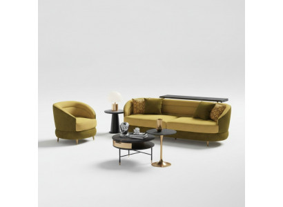 Ontwerp Bank Lounge Bankstellen Fluweel Bankstel 3+1 Zits Bank Woonlandschap Geel