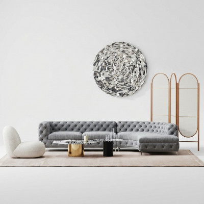 Chesterfield zithoek design bank lounge banken textiel hoekbank L-vorm woonlandschap
