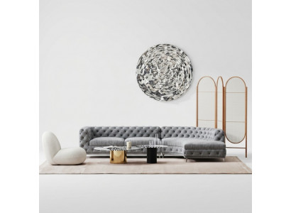 Chesterfield zithoek design bank lounge banken textiel hoekbank L-vorm woonlandschap