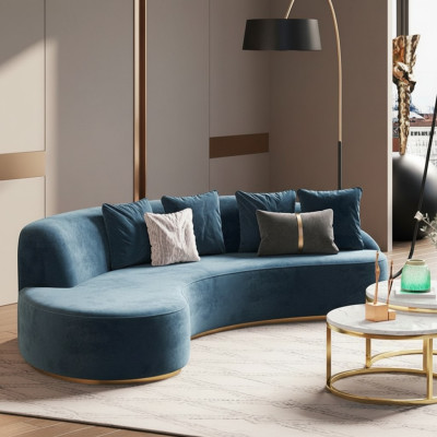 Fluwelen bankstel 4-zits gestoffeerd textiel modern ontspannende zit luxe meubels hoekbank rond nieuw