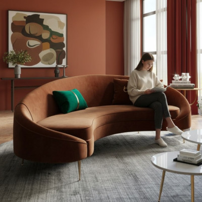 Hoekbank 3-zits gestoffeerd fluweel Modern Relax zit Luxe Meubels Woonlandschap Hoek