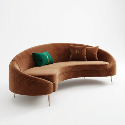Hoekbank 3-zits gestoffeerd fluweel Modern Relax zit Luxe Meubels Woonlandschap Hoek