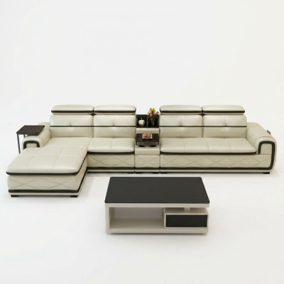 Luxe leren hoekbank L-vormig gestoffeerd modern relax zitmeubilair woonlandschap