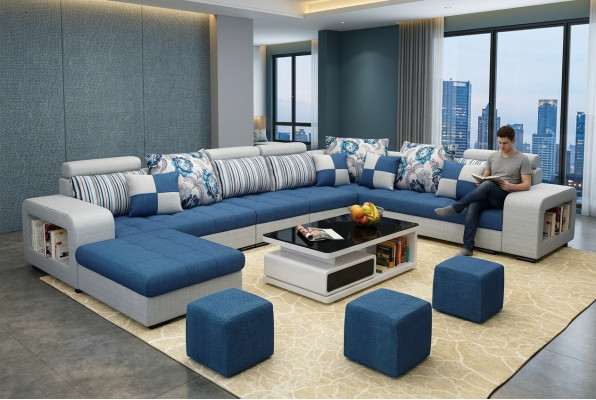 Hoekbank U-vorm Luxe Textiel Bekleding Modern Relax Zitmeubelen Woonlandschap Meubels