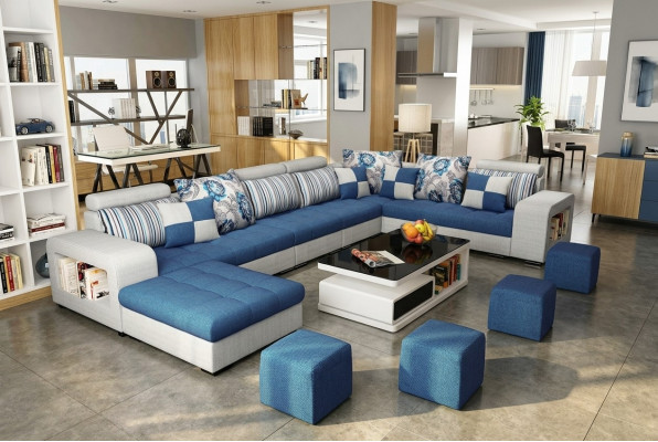Hoekbank U-vorm Luxe Textiel Bekleding Modern Relax Zitmeubelen Woonlandschap Meubels