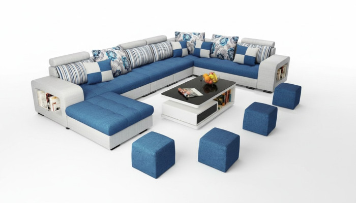 Hoekbank U-vorm Luxe Textiel Bekleding Modern Relax Zitmeubelen Woonlandschap Meubels