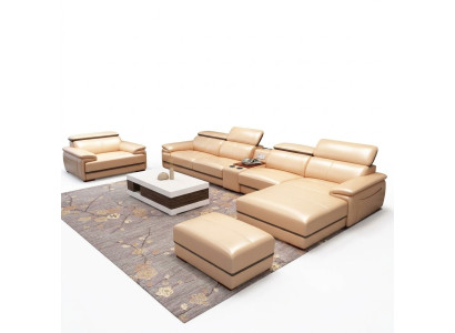 Ontspannende hoekbank, L-vormige moderne zitmeubelen met luxe bekleding.