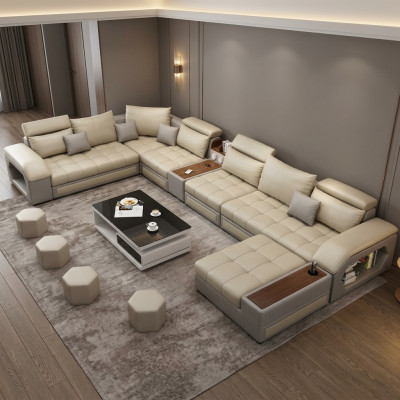 Hoekbank U-vormige Zitmeubels Woonlandschap Luxe Bekleding Modern Ontspanning Bank Bank