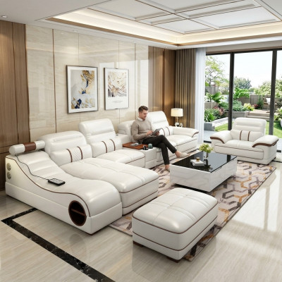 Woonlandschap Luxe bank Bank Hoekbank L-vorm Bekleding Modern Ontspanning Zitmeubel