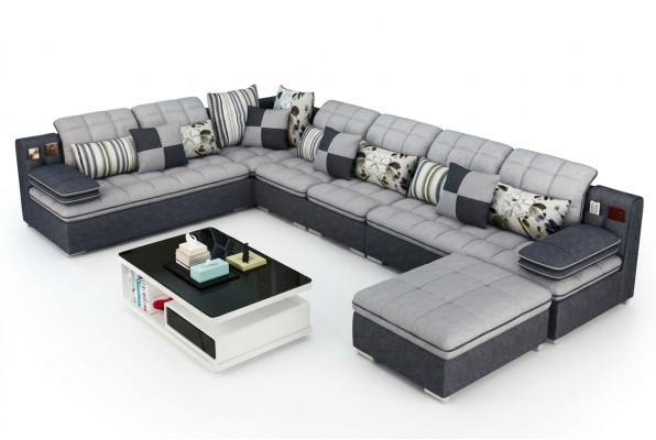 Meubelwoonlandschap luxe hoekbank U-vorm gestoffeerd bankstellen relax bank stof zitplaatsen