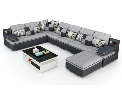 Meubelwoonlandschap luxe hoekbank U-vorm gestoffeerd bankstellen relax bank stof zitplaatsen