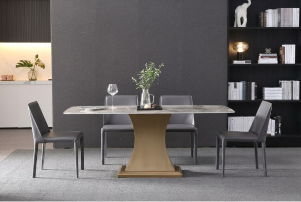 Luxe eettafel van metaal roestvrijstalen tafels meubels kolomtafel marmeren stijl eettafels.