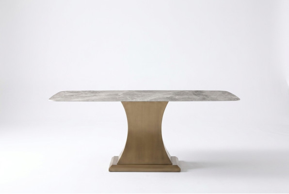 Luxe eettafel van metaal roestvrijstalen tafels meubels kolomtafel marmeren stijl eettafels.