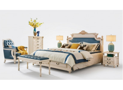 Ontwerper gestoffeerd tweepersoonsbed bedden bed slaapkamer echtelijk bed leer koloniale stijl