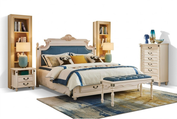 Bedden met gestoffeerde design luxe dubbele hotelbedden slaapkamer barok houten meubels nieuw