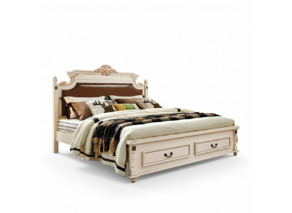 Bedden bekledingsontwerp luxe dubbele hotelbedden slaapkamer barok houten meubels nieuw.