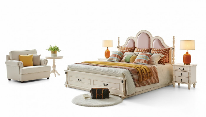 3-delige set slaapkamer, 2x nachtkastje hout designbed luxe klassiek nieuw.