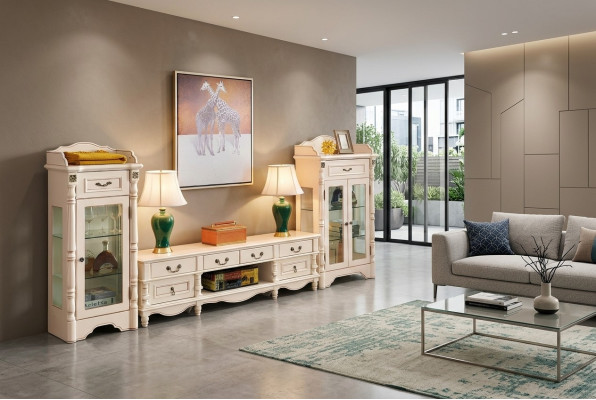 Vitrine Woonkamer Glas Klassiek 2-delige Vitrinekast Plank Planken Hout Set