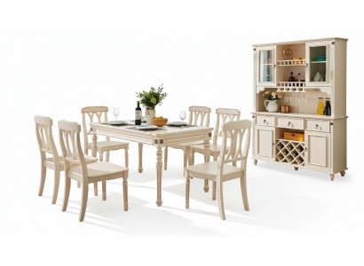 Eetkamer eettafel 6 x stoelen eetset houten keukentafelgroep 7-delig. Nieuw