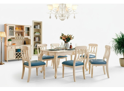 Eetkamer Eettafel 6 x Stoelen Eetset Hout Keuken Groep Dressoir Meubels Nieuw 7-delig.