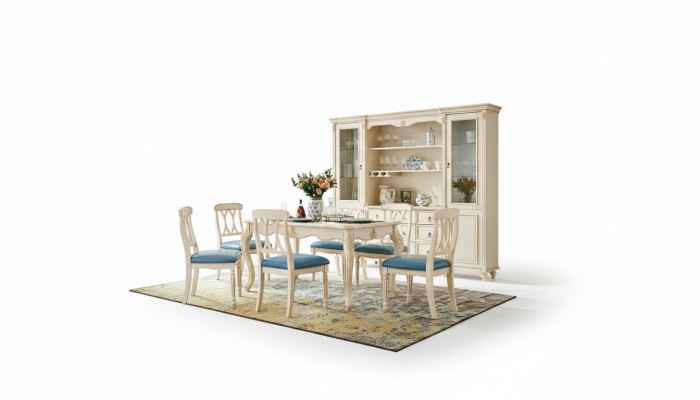 Eetkamer meubels Eettafel 6 x Stoel Eet set Hout Keuken Groep Garnituur Nieuw 7-delig.