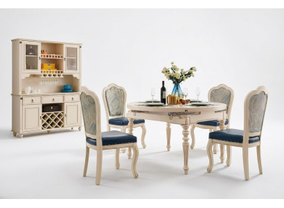 Groep eetkamer tafel 4x stoel set houten meubels ronde 5-delige set.