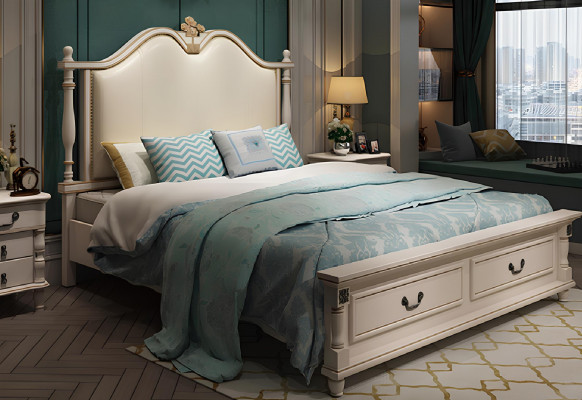 Bedovertrek Ontwerp Luxe Dubbele Hotelbedden Koninklijk Barok Houten Meubels Nieuw
