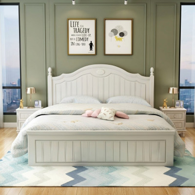 Bed Landhuis Stijl Bedden Dubbel Hout Luxe Ontwerp Meubels Slaapkamer Houten bed